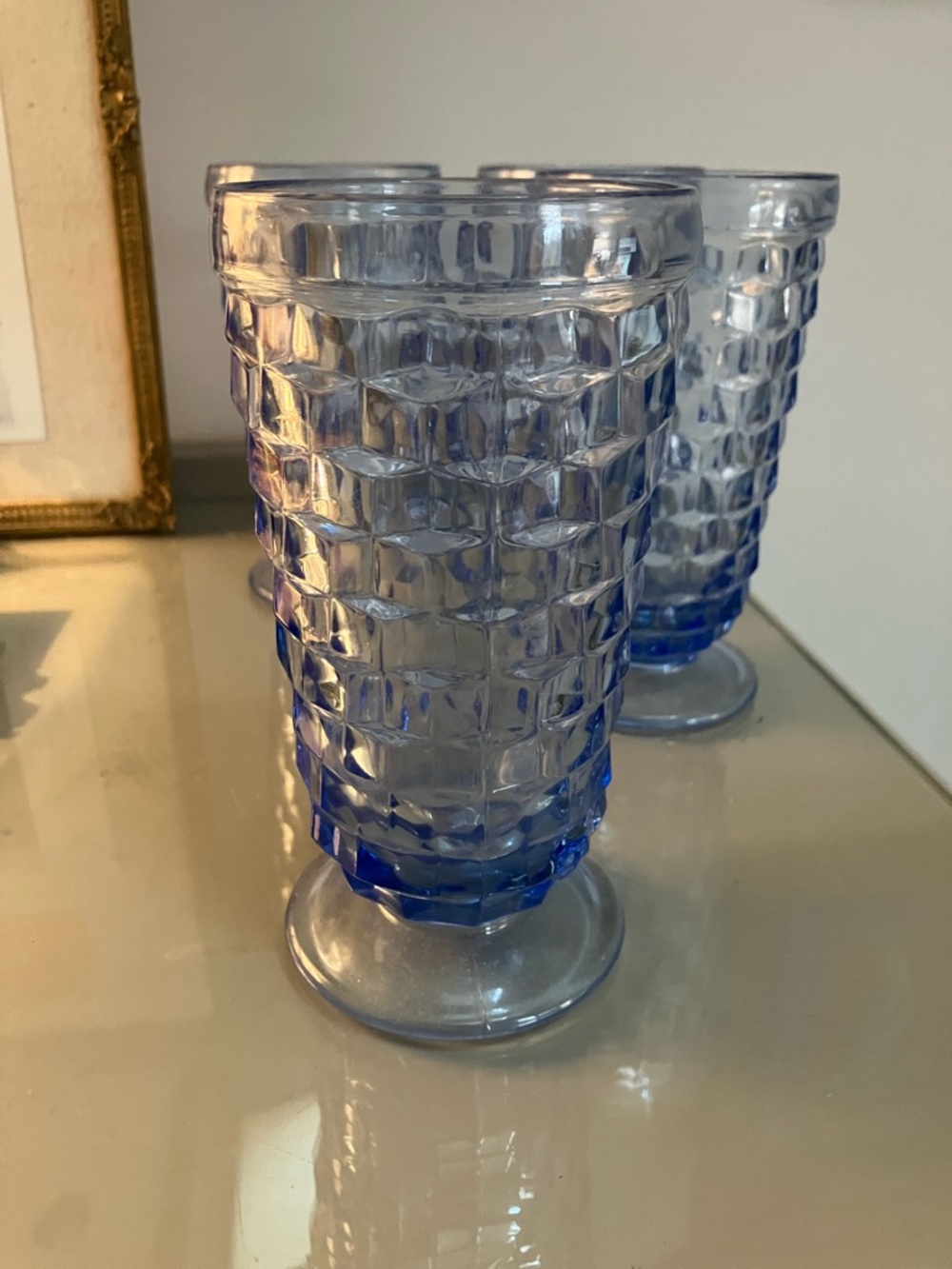 Vintage Blue Glass Barware - Picture 2 of 5